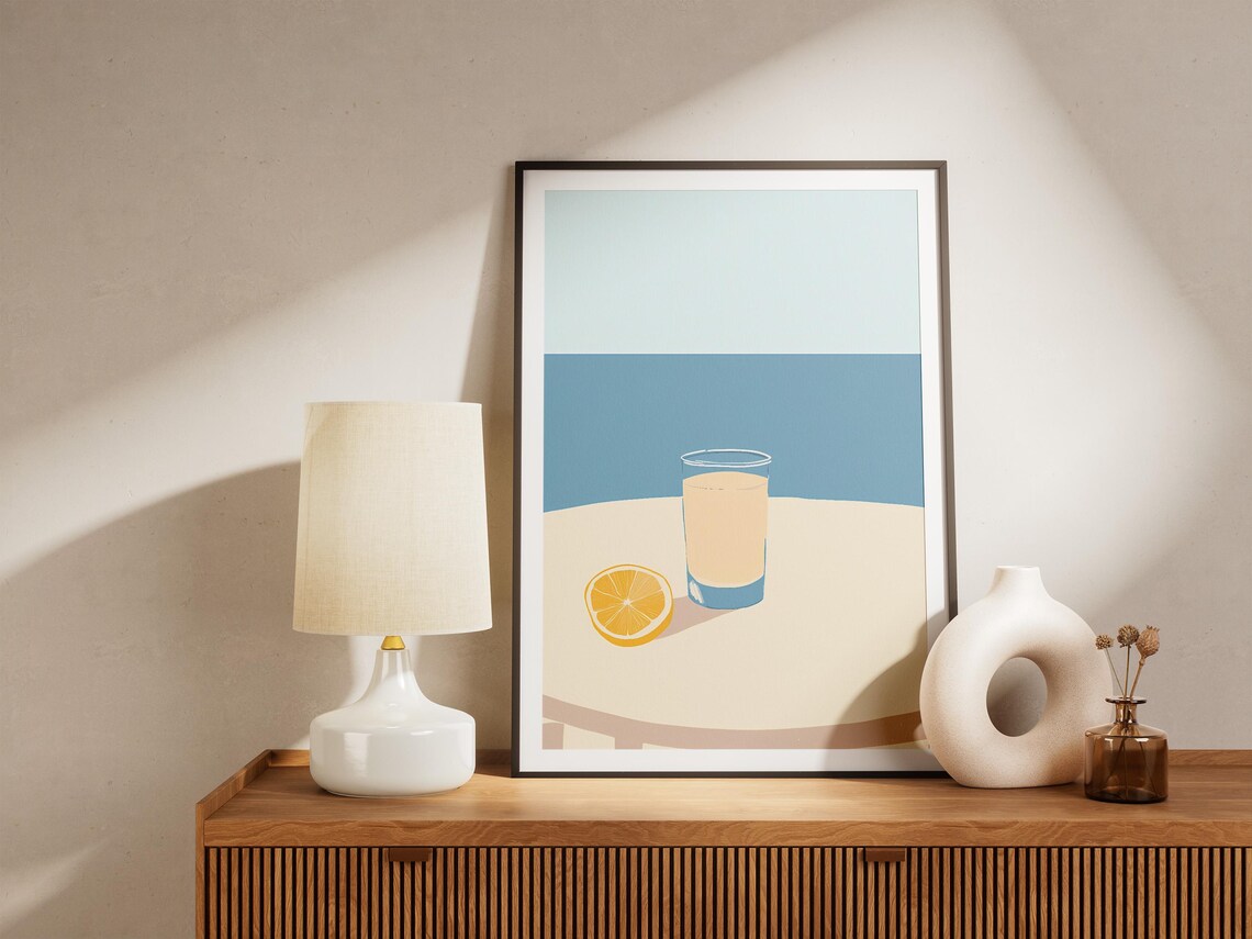 Lemonade Glass By The Sea Minimalist Summer Kitchen Sunny Poster - Image 4