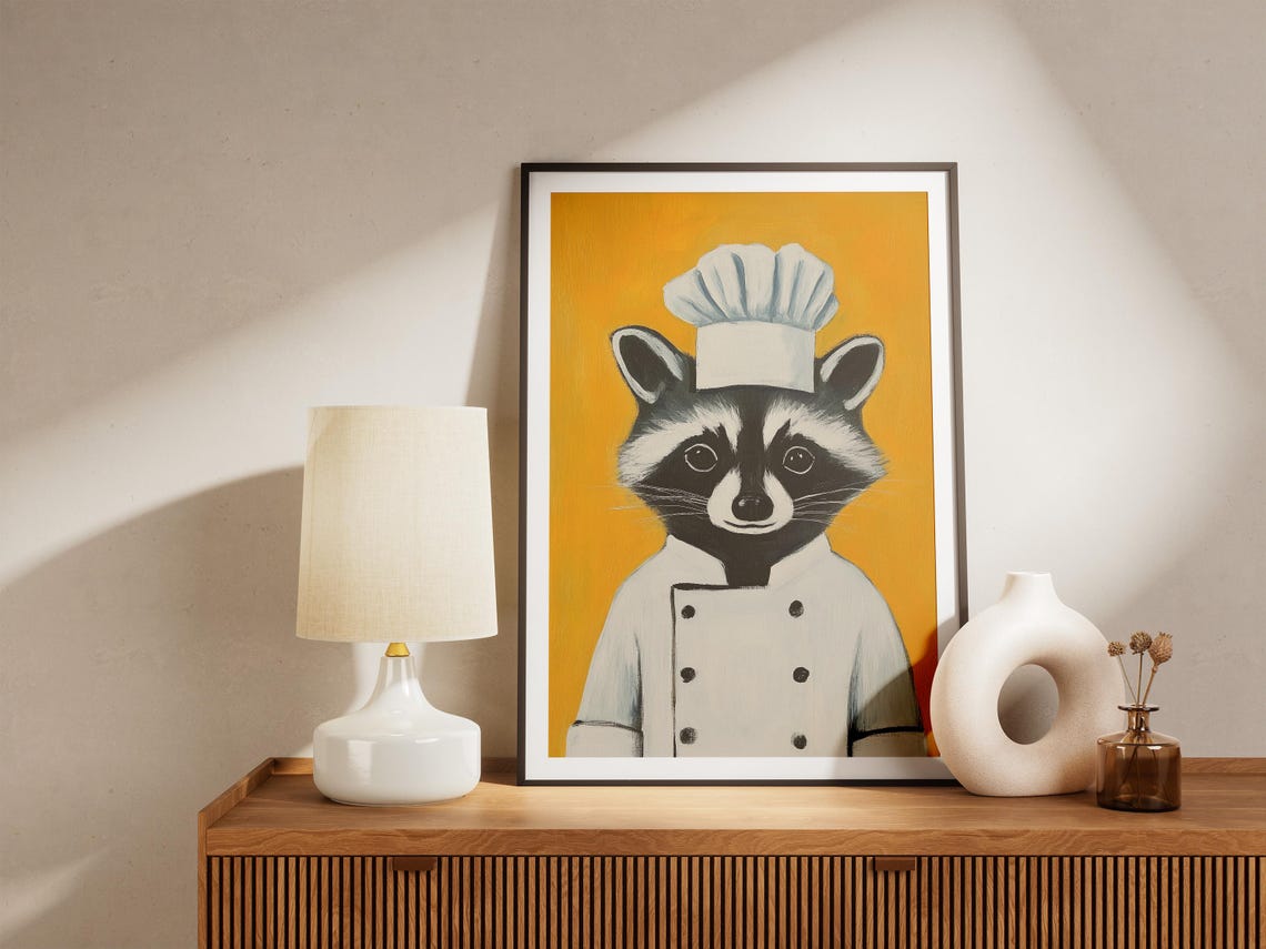 Raccoon Chef Portrait Cute Funny Animal Kitchen Decor Poster - Image 4
