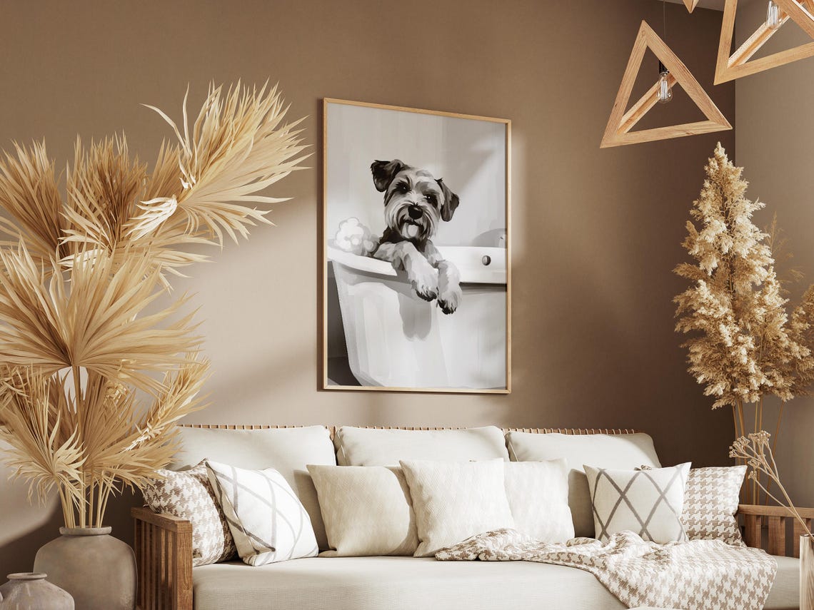 Wheaten Terrier Happy Cute Bubble Bath Minimalist Dog Poster - Image 3