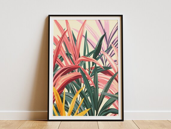 Tropical Leaf Poster Print Boho Wall Art Abstract Botanical Illustration Modern Home Decor
