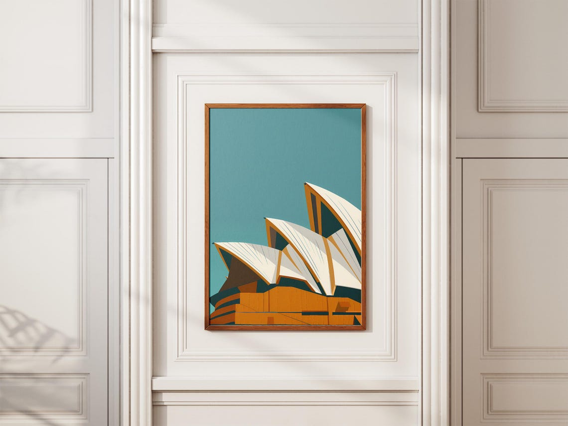 Sydney Opera House White Sails on Teal Minimalist Art Poster - Image 2
