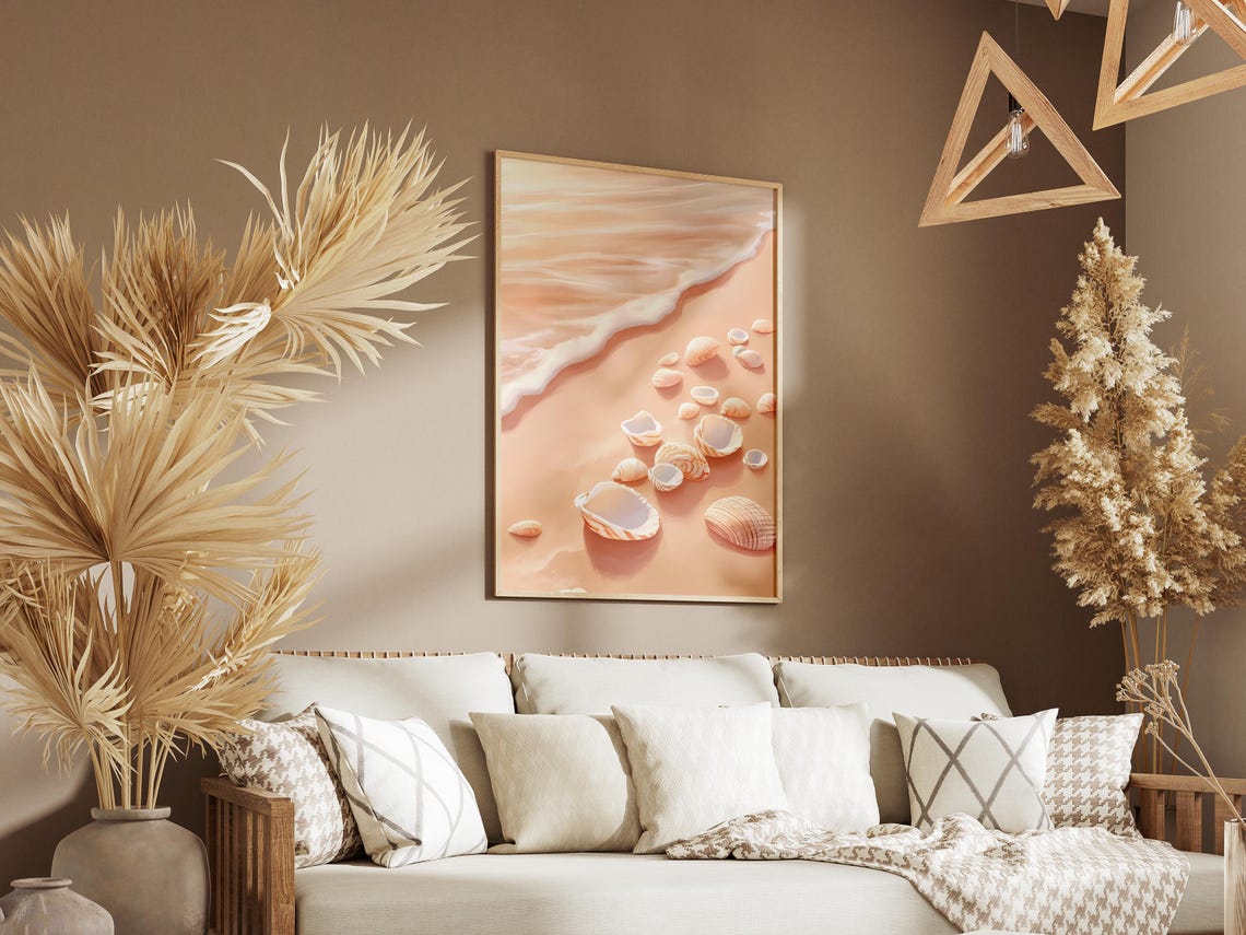 Seashell Beach Poster Coastal Wall Art Summer Beach Print Ocean Decor Sandy Shore Seashell Artwork Beach Home Decor Coastal Scene Summer - Image 3
