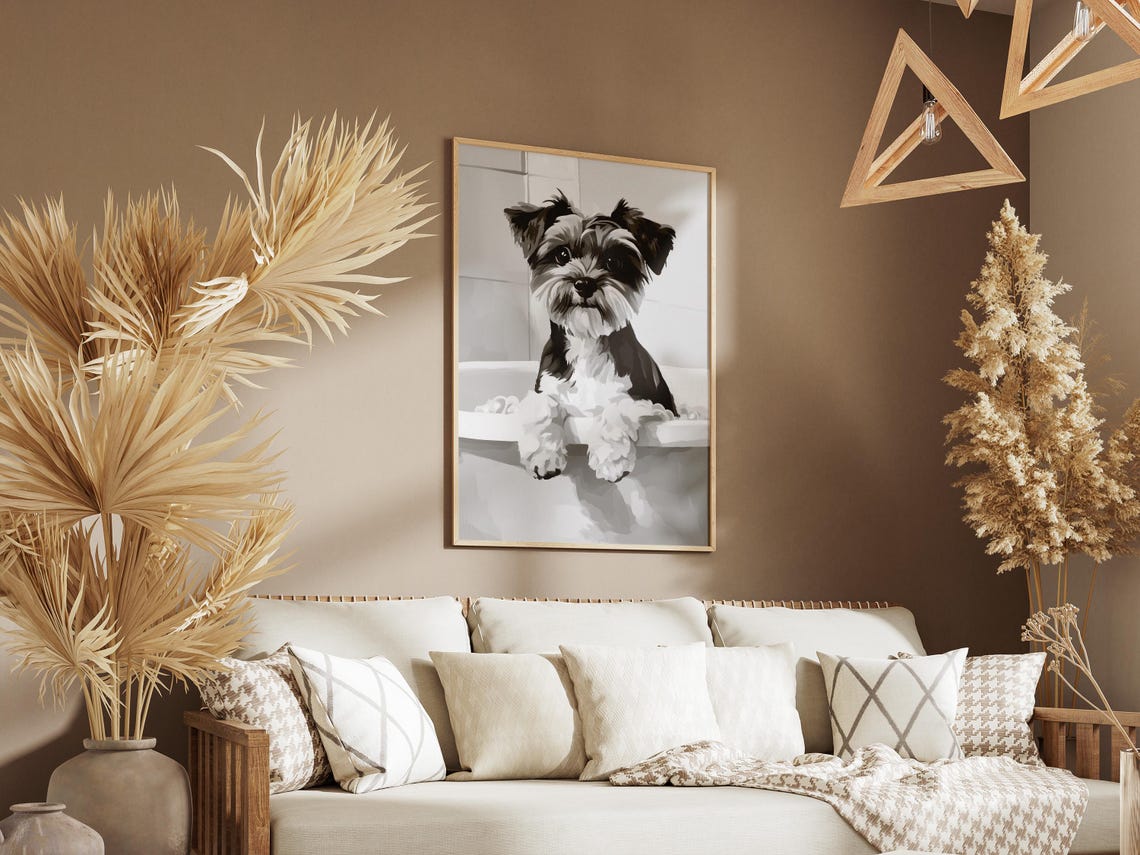 Yorkshire Terrier Puppy Bubble Bath Cute Minimalist Dog Poster - Image 3