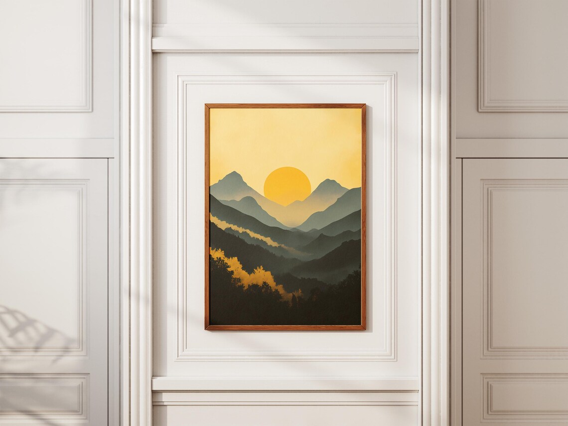 Western Ghats India Golden Sunset Layered Mountain Ridges Poster - Image 2