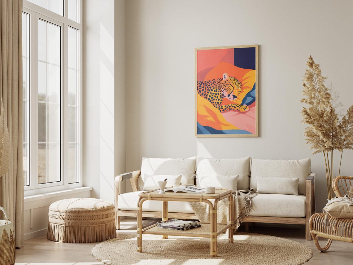 Cheetah Sleeping Among Colorful Abstract Shapes Modern Art Poster - Image 3