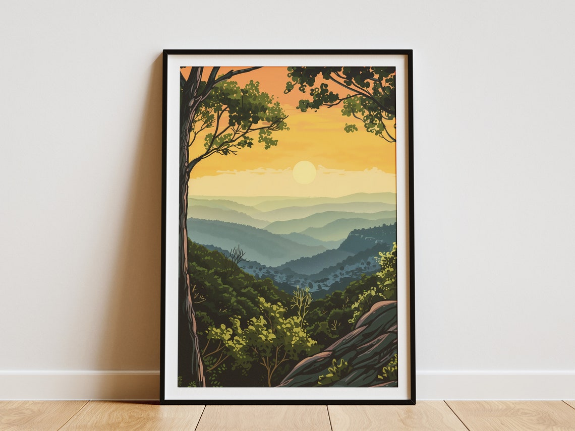 Shenandoah National Park Blue Ridge Sunrise Vintage Travel Poster