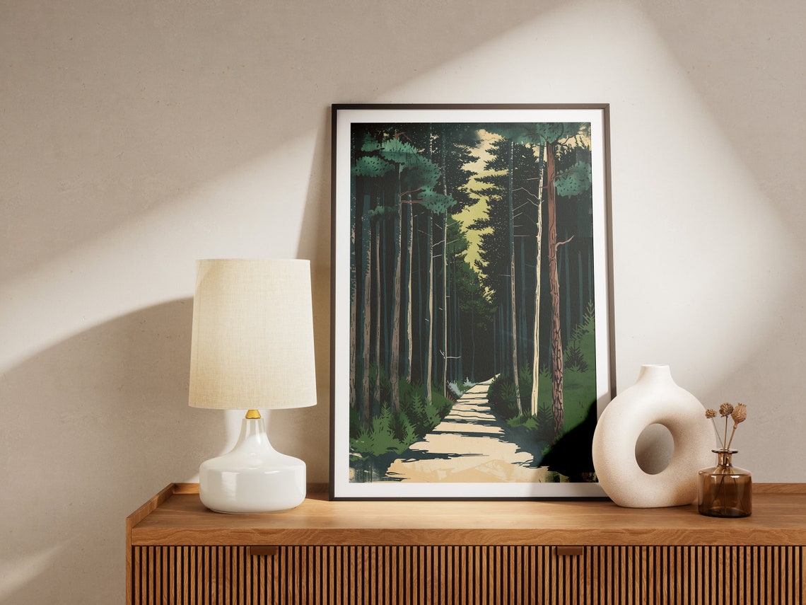 Delaware Forest Path Tall Pines Vintage Nature Trail Art Poster - Image 2