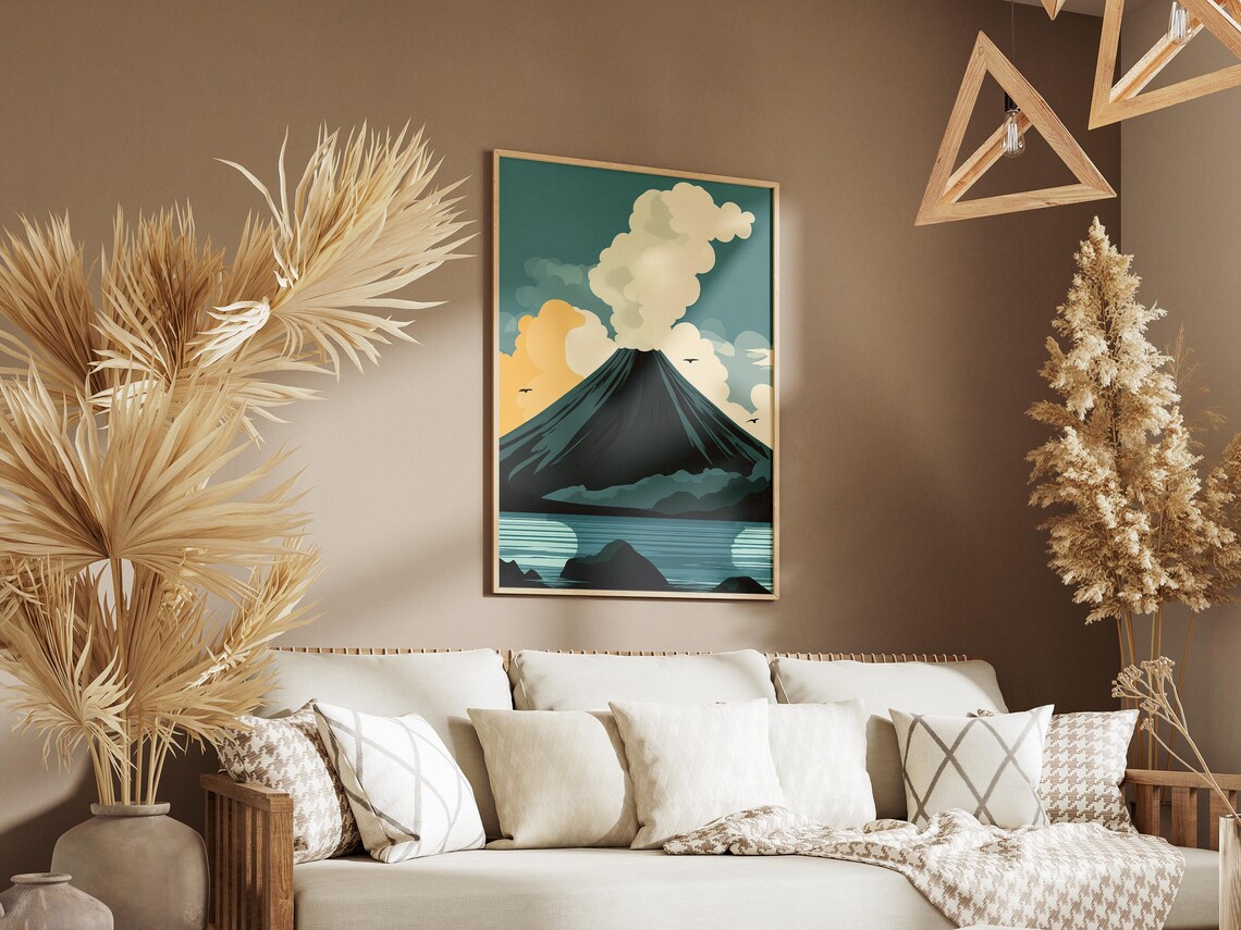 Krakatau Volcano Indonesia Flat Illustration Art Print Poster Vintage Travel Poster Indonesian Landscape Nature Wall Art Southeast Asia - Image 3