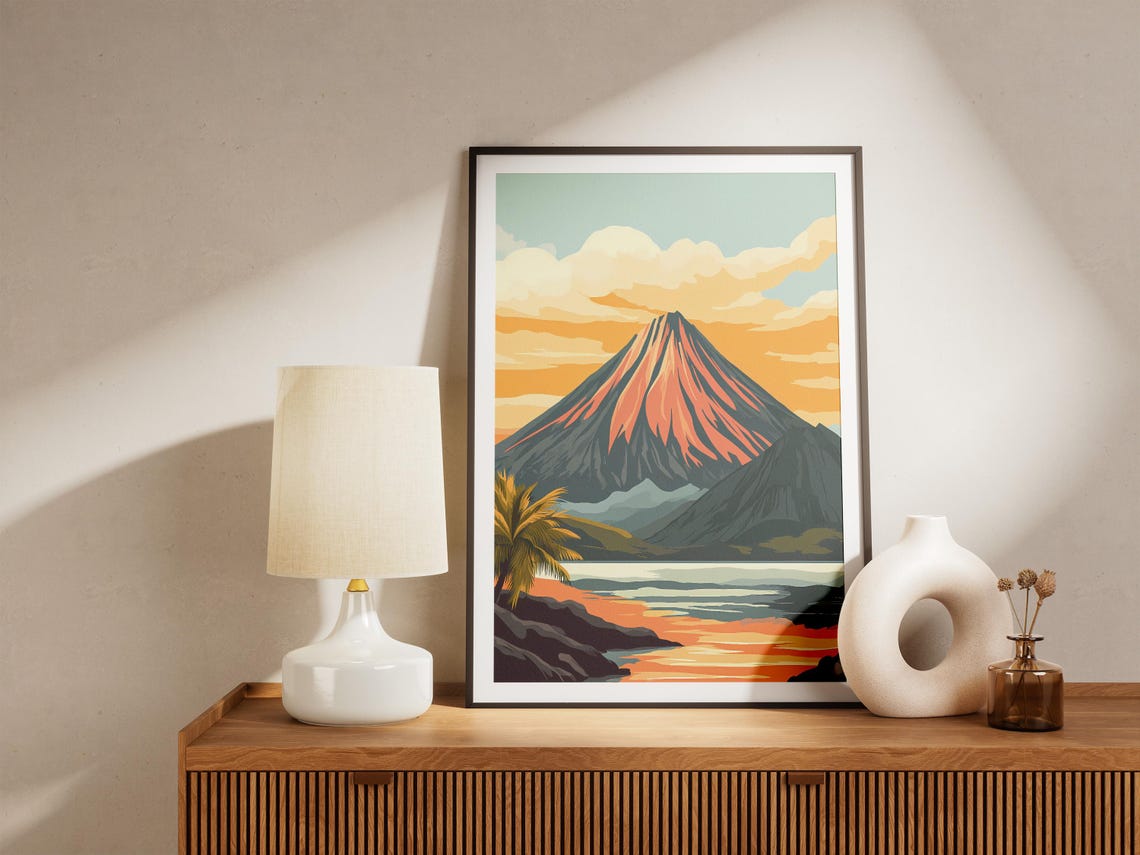 Mayon Volcano Perfect Cone Glowing Sunset Reflection Travel Poster - Image 5
