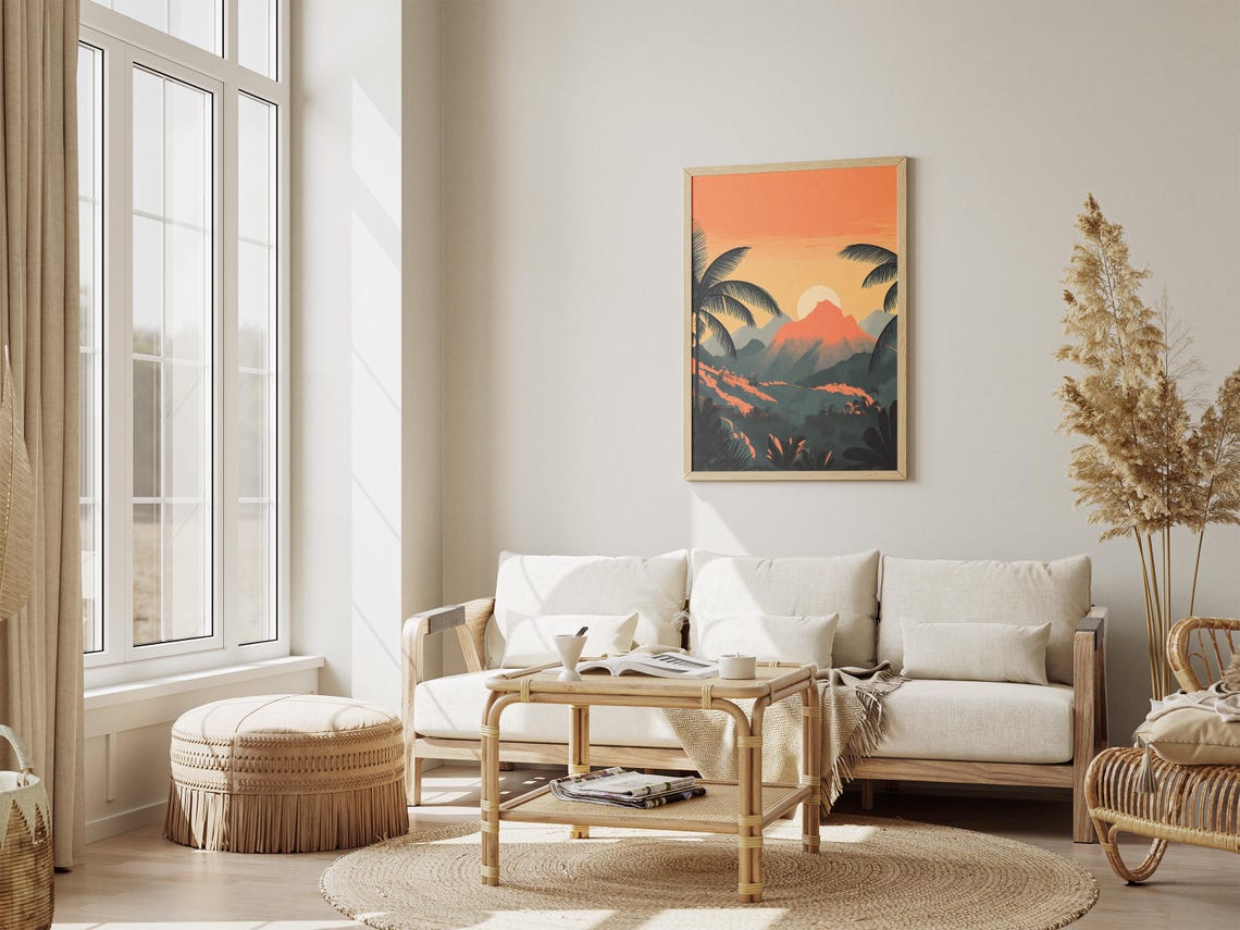 Peruvian Andes Sunset Orange Ridge Palm Silhouettes Dusk Poster - Image 4