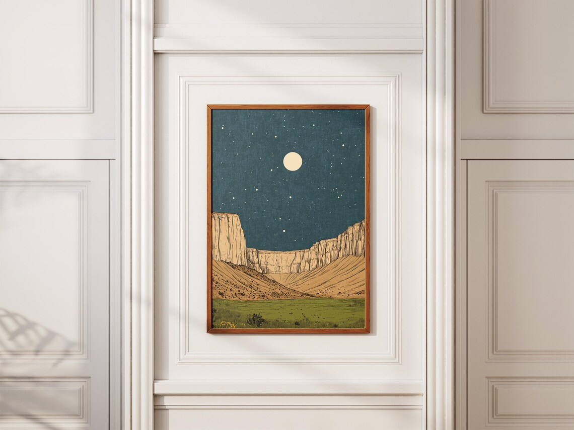 Guadalupe Mountains National Park Texas Moonlit Desert Poster - Image 2