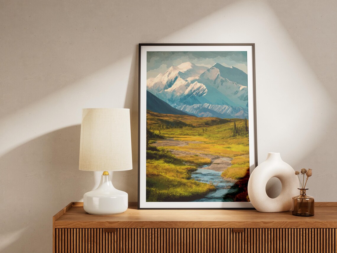 Denali National Park Alaska Vintage Snowy Mountain Travel Poster - Image 4