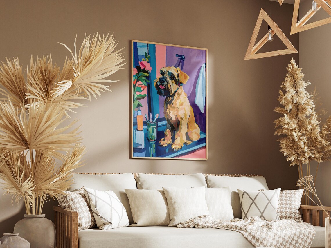 Wheaten Terrier at Bathroom Sink Toothbrush Morning Fun Poster - Image 3