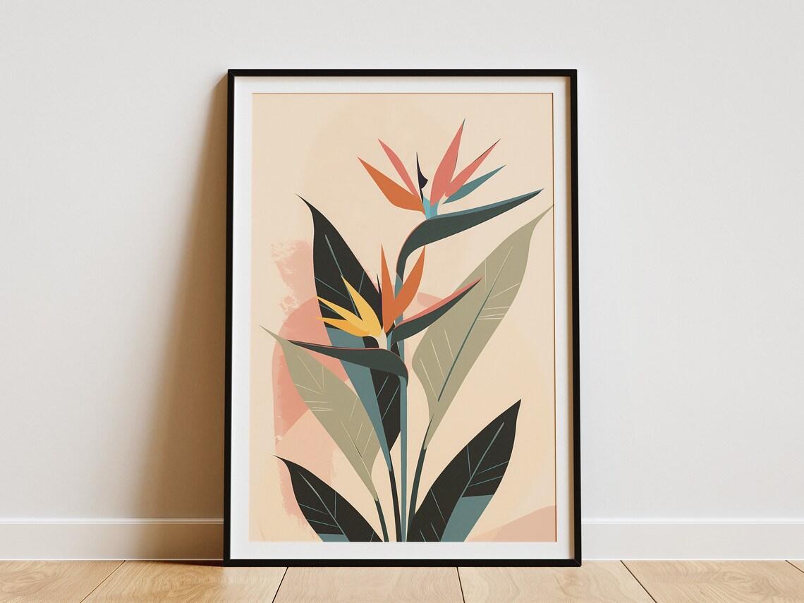 Bird Of Paradise Minimalist Art Poster, Tropical Print