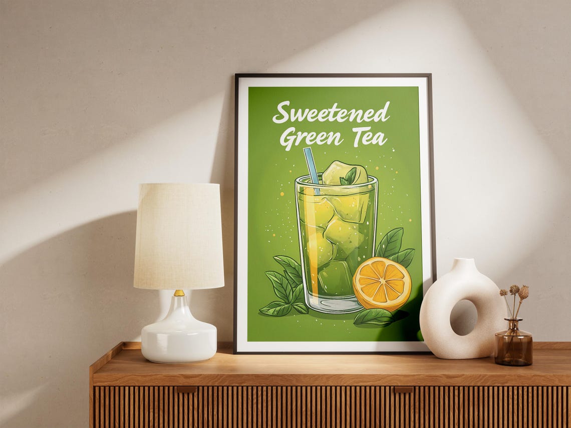 Iced Sweetened Green Tea With Lemon Retro Beverage Art Poster - Image 5