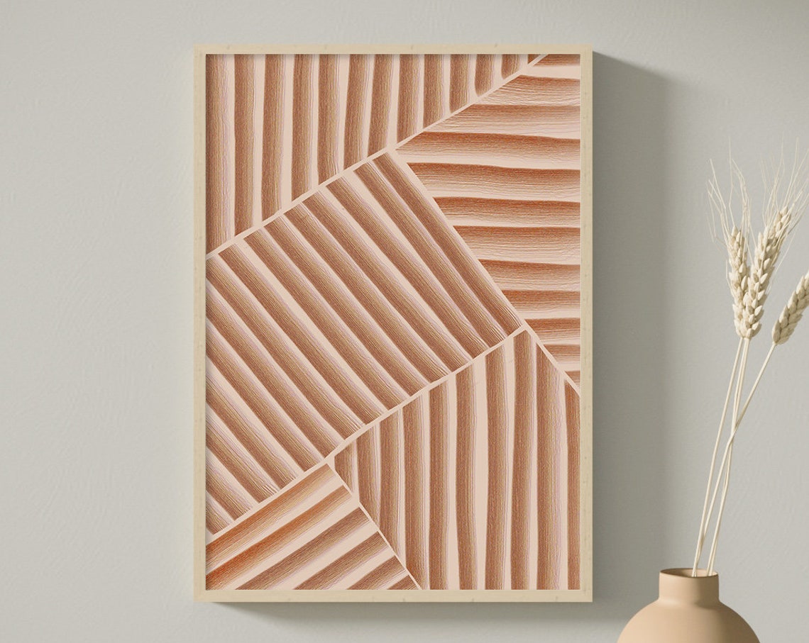 Terracotta Diagonal Stripes Geometric Abstract Pattern Poster