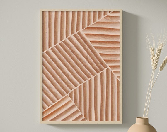 Terracotta Stripes Print Boho Decor Wall Art Print Neutral Wall Art Abstract Art Print Instant Minimalist Print