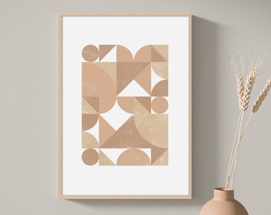 Terracotta Geometric Shapes Mosaic Beige Modern Abstract Poster