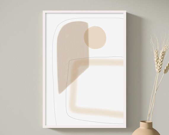 Neutral Wall Print Boho Decor Minimalist Painting Beige Print Wall Art Geometric Watercolor Print Abstract Print