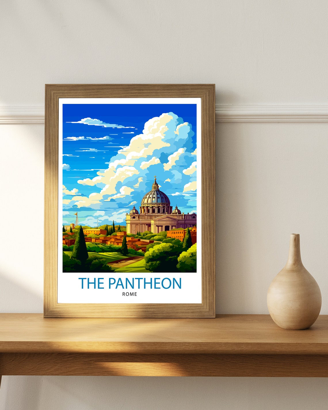 The Pantheon Rome Ancient Dome Landmark Illustration Travel Poster - Image 2