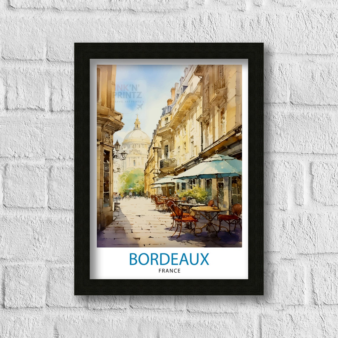 Bordeaux France Travel Print Bordeaux Wall Decor Bordeaux Poster France Travel Prints Bordeaux Art Print Bordeaux Illustration Bordeaux - Image 3