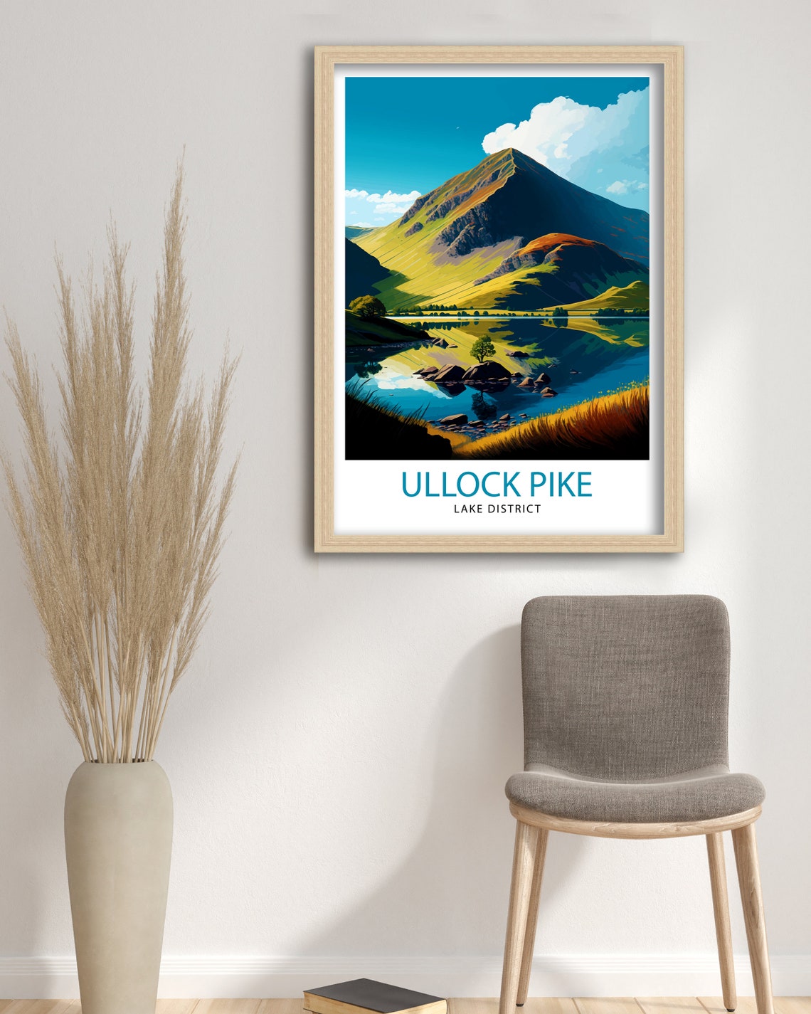 Ullock Pike Lake District Mountain Lake Reflection Travel Poster - Image 3
