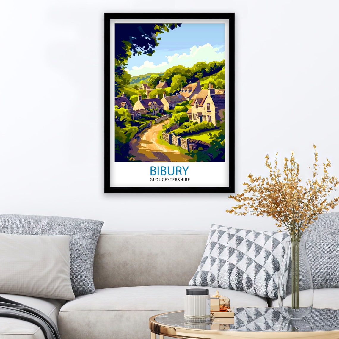Bibury Gloucestershire Cotswold Village Lane Graphic Art Poster - Image 2