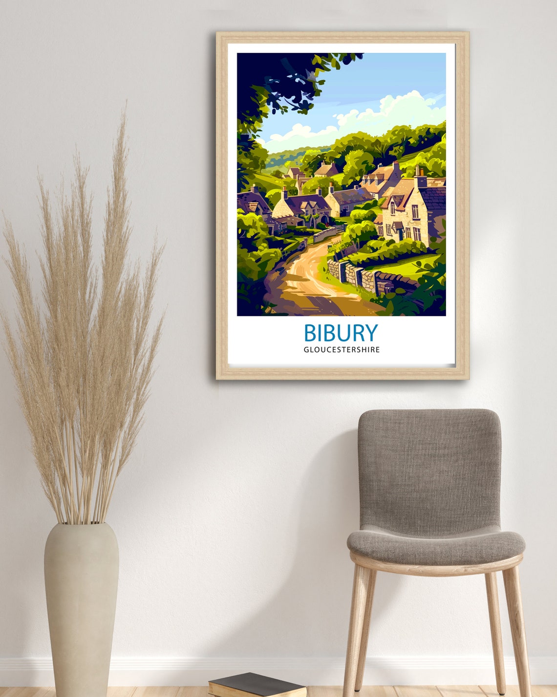 Bibury Gloucestershire Cotswold Village Lane Graphic Art Poster - Image 3