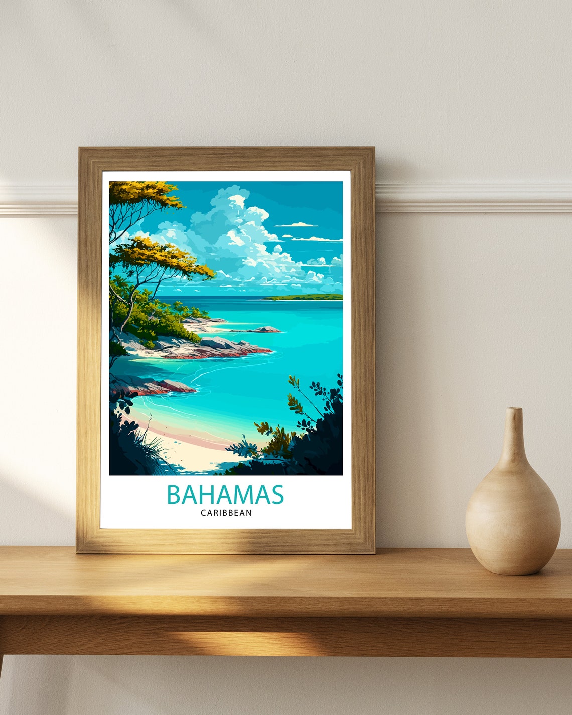 Bahamas Travel Print Bahamas Wall Art Bahamas Home Decor Bahamas Island Illustration Travel Poster Gift For Bahamas Bahamas Vacation - Image 2