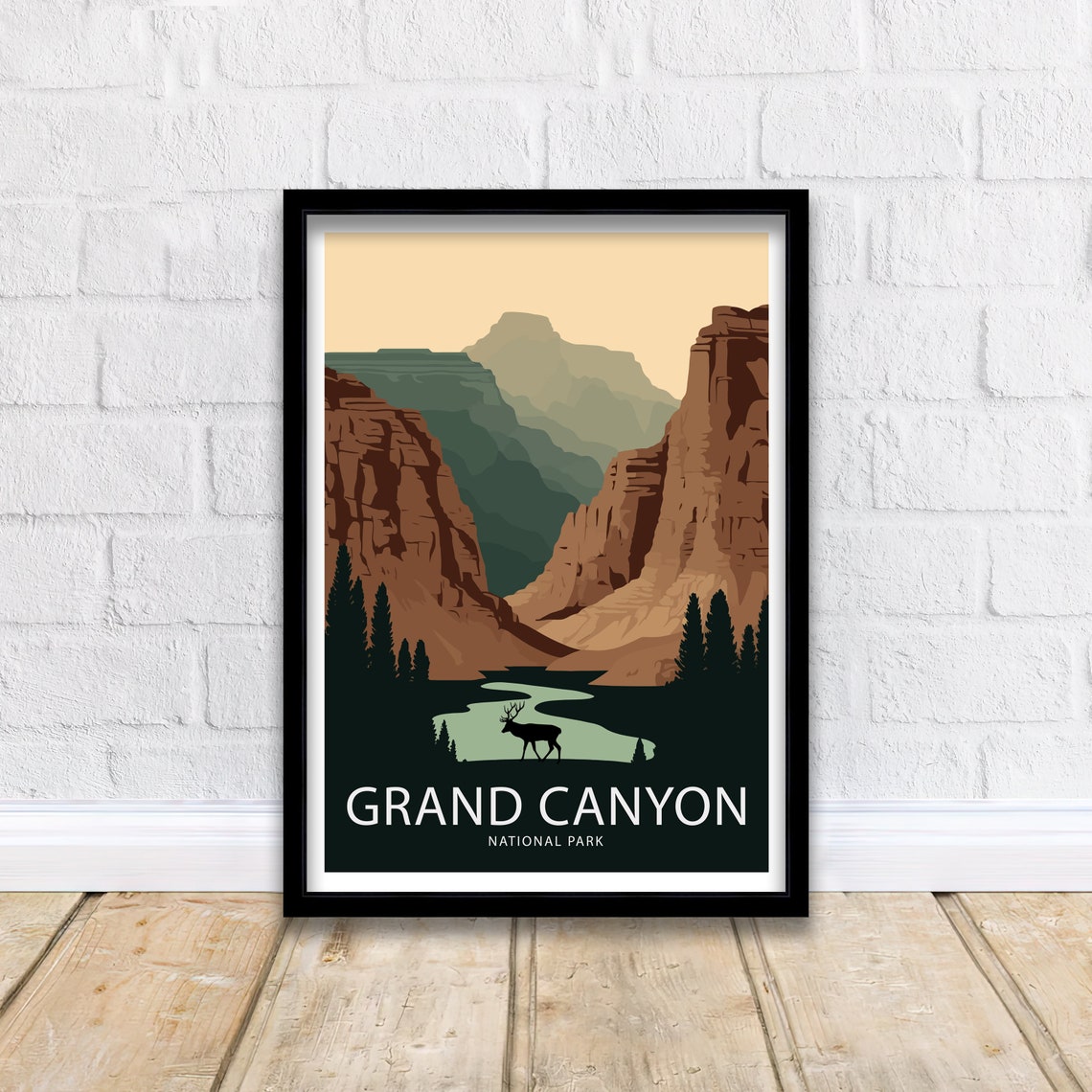 Grand Canyon National Park Arizona Elk River Minimalist Travel Poster - Image 2