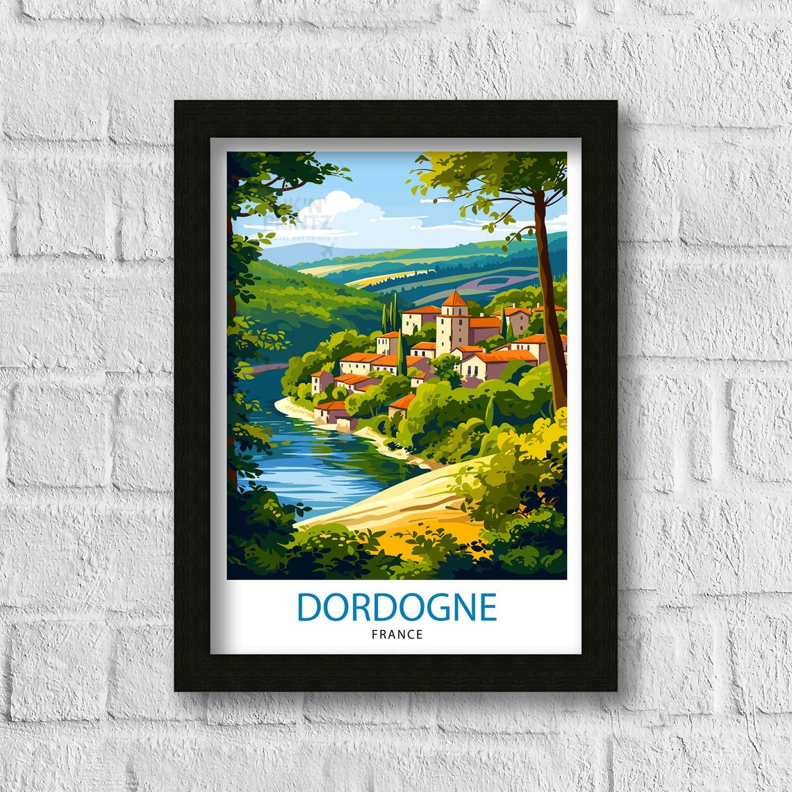 Dordogne France Travel Print Dordogne Wall Decor Dordogne Home Living Decor Dordogne Illustration Travel Poster France Home Decor - Image 3