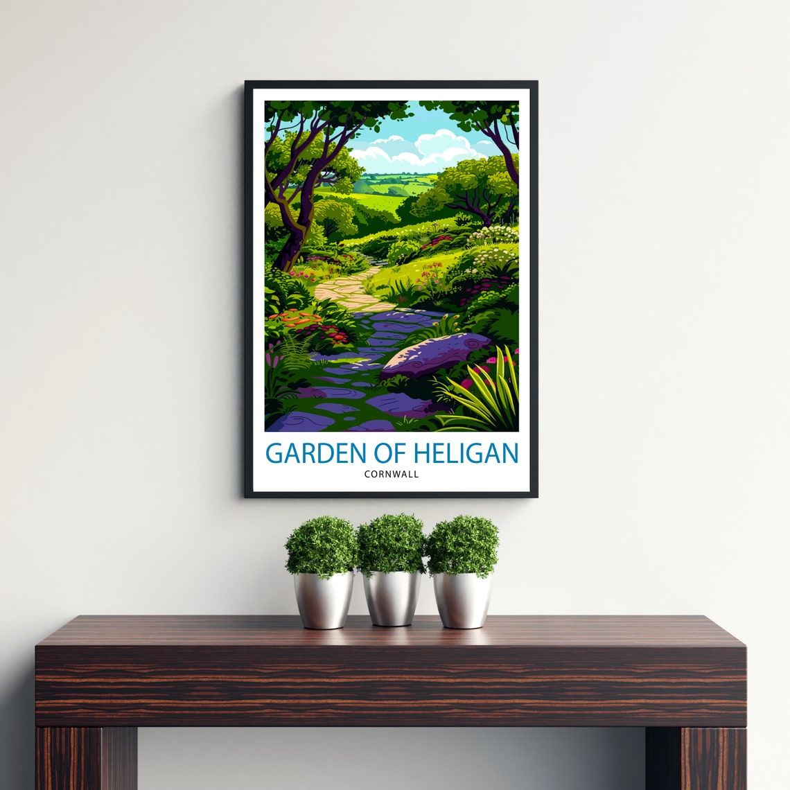 Garden of Heligan Cornwall Stone Path Lush Gardens Travel Poster - Image 3