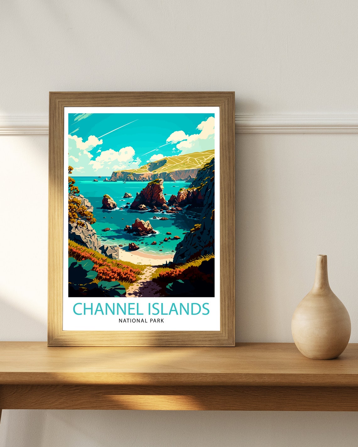 Channel Islands National Park Sea Stacks Cove Teal Water Poster - Image 3