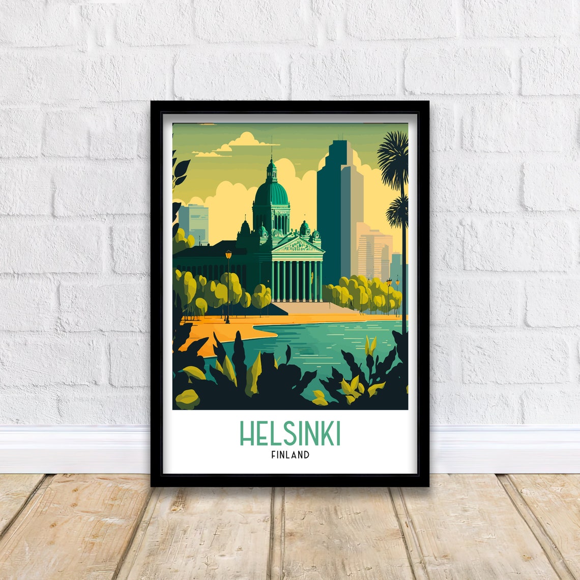 Helsinki Finland Grand Cathedral Skyline Vintage Travel Poster - Image 2