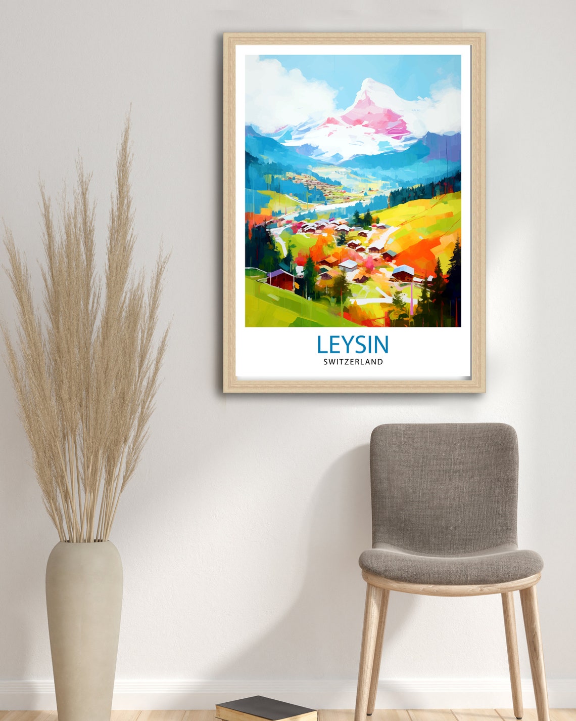 Leysin Switzerland Alpine Village Colorful Mountain View Poster - Image 3