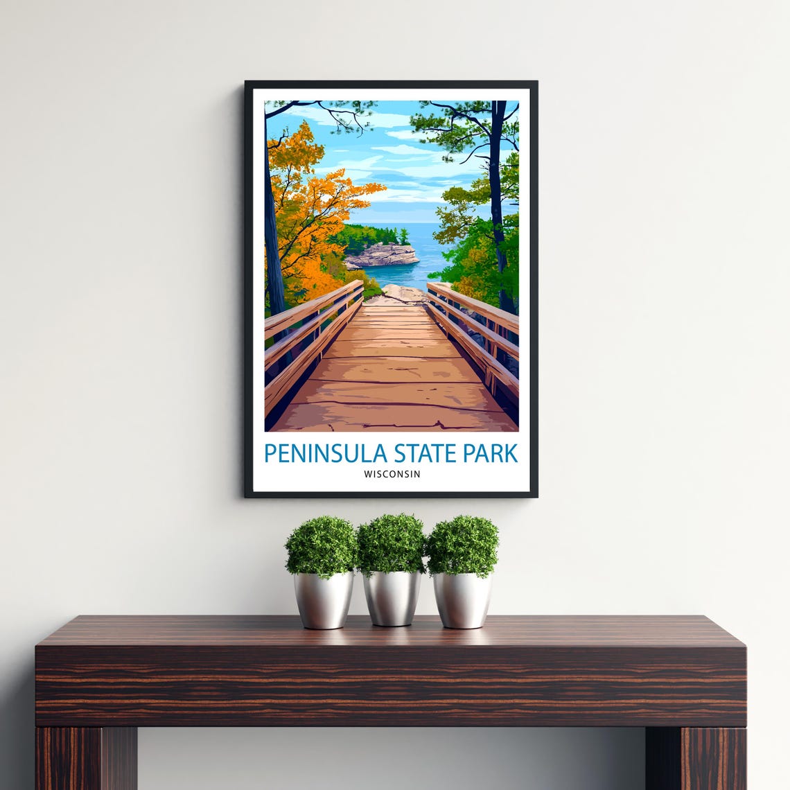 Peninsula State Park Wisconsin Lake Boardwalk Nature Travel Poster - Image 3