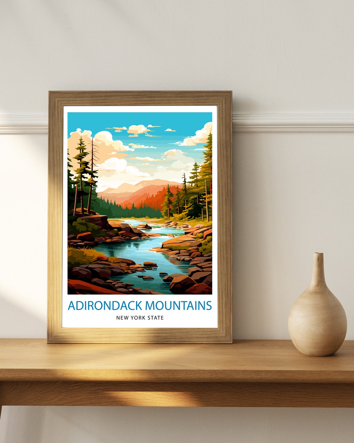 Adirondack Mountains New York Forest Stream Autumn Landscape Poster - Image 3