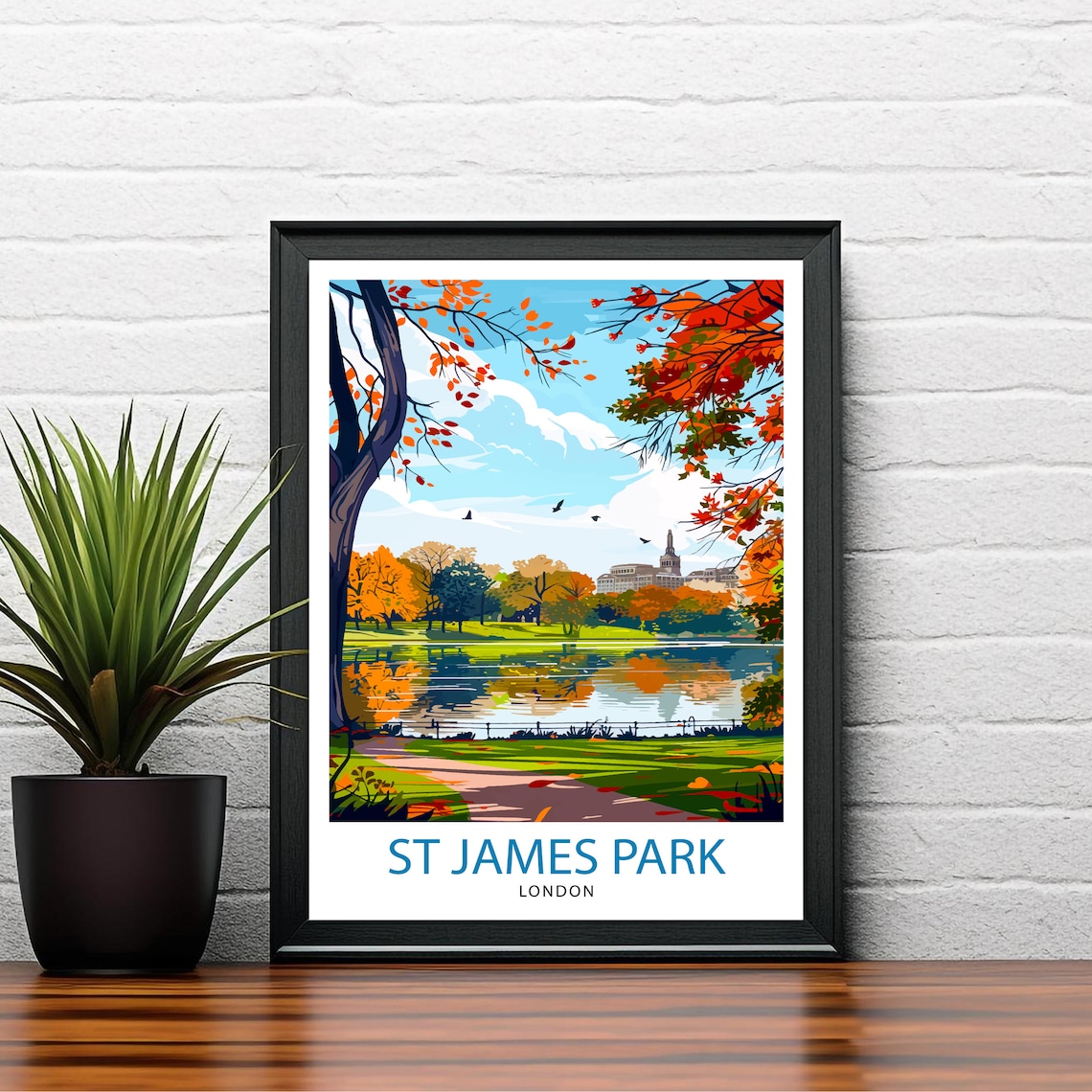 St James Park London Autumn Lake Trees Royal Park Westminster Poster - Image 2