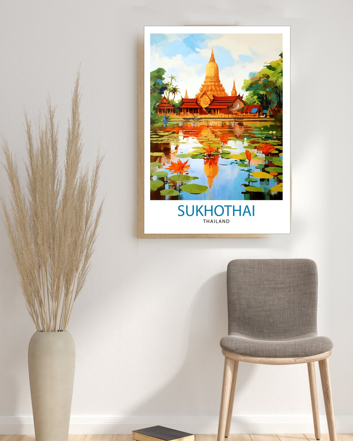Sukhothai Thailand Travel Poster, Travel Wall Decor - Image 3