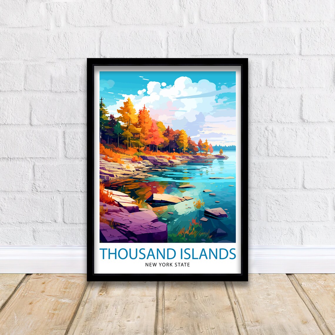 Thousand Islands New York Fall Shoreline Lake Art Travel Poster - Image 2