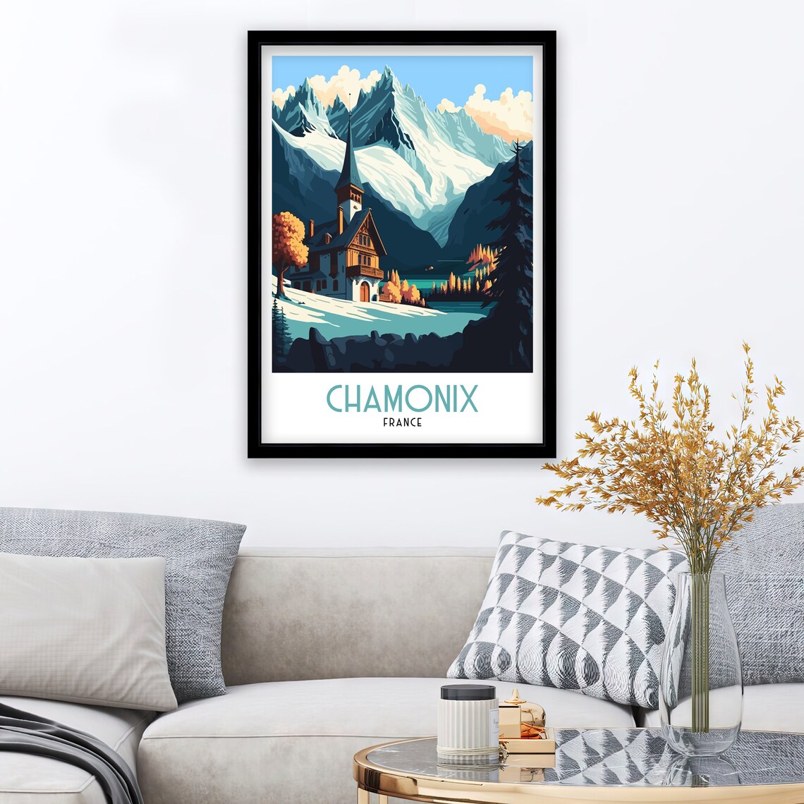 Chamonix Ski Travel Poster, France Travel Art Print - Image 2