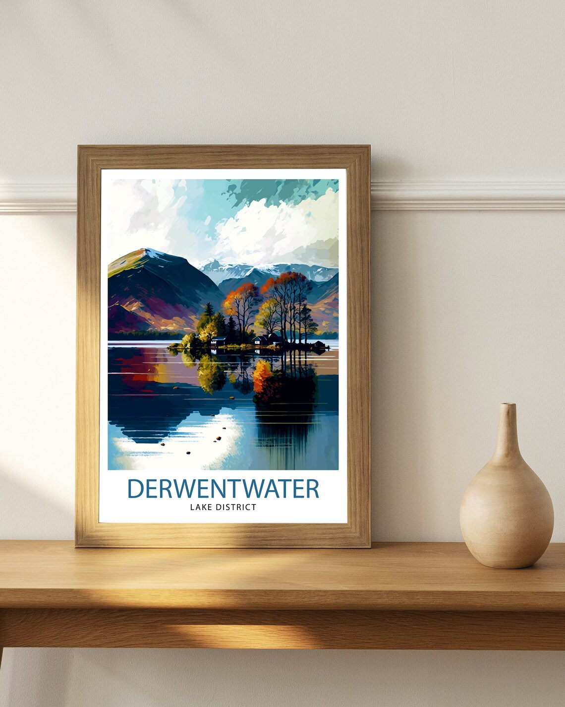 Derwentwater Cumbria Travel Poster, Home Decor - Image 2
