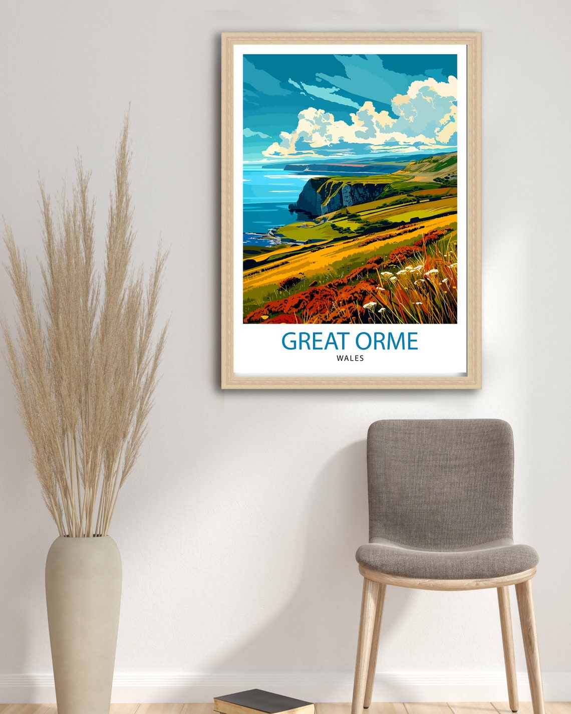 Great Orme Wales Coastal Cliffs and Wildflower Hills Art Poster - Image 2