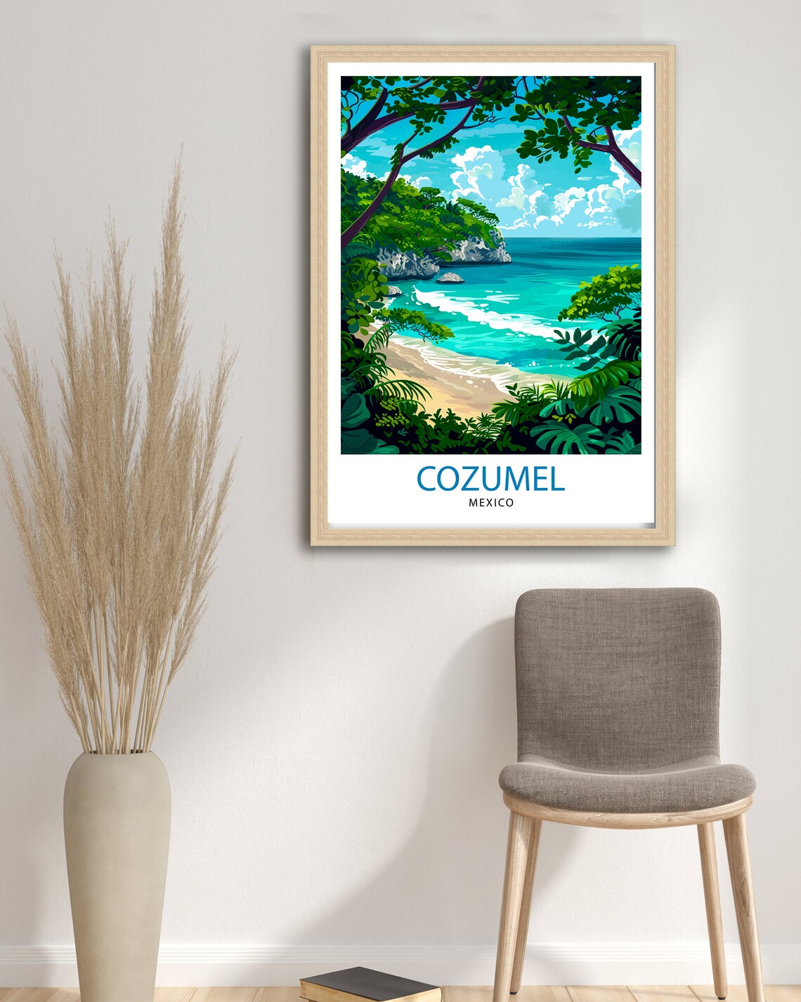 Cozumel Mexico Turquoise Tropical Beach Cove Vintage Travel Poster - Image 2