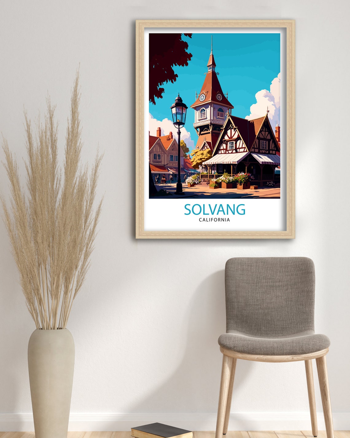 Solvang California Danish Village Clock Tower Sunny Day Poster - Image 3