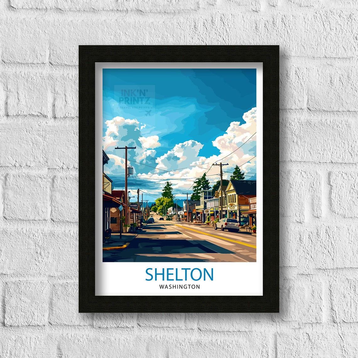 Shelton Washington Small Town Main Street Summer View Poster - Image 3