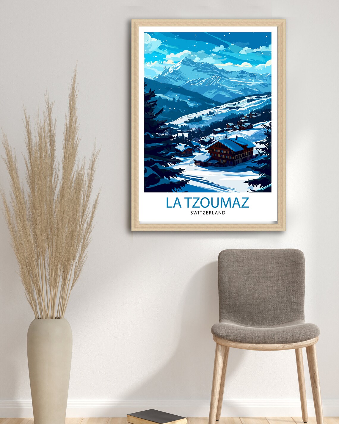 La Tzoumaz Switzerland Snowy Alpine Village Winter Ski Poster - Image 2