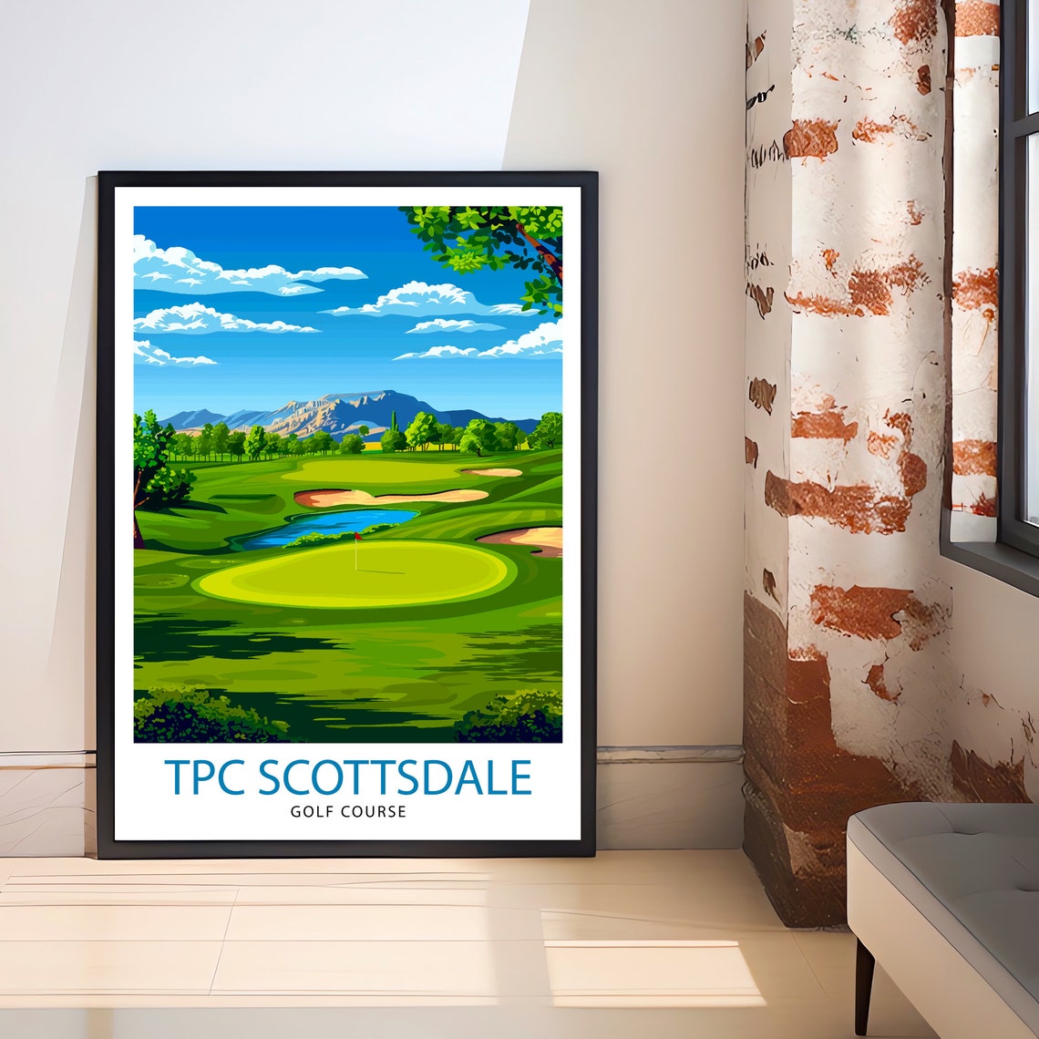 TPC Scottsdale Golf Course Desert Mountain View Travel Poster - Image 2