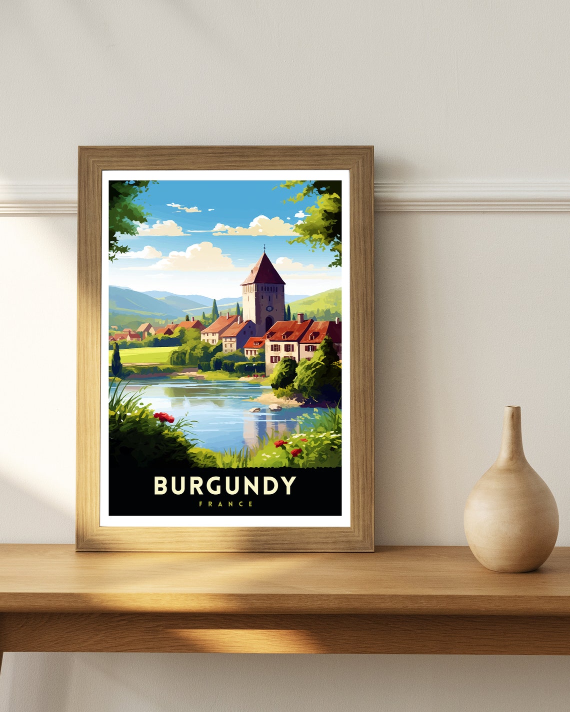 Burgundy France Travel Print Burgundy Wall Decor Burgundy Poster France Travel Prints Burgundy Art Print Burgundy Illustration Burgundy - Image 3