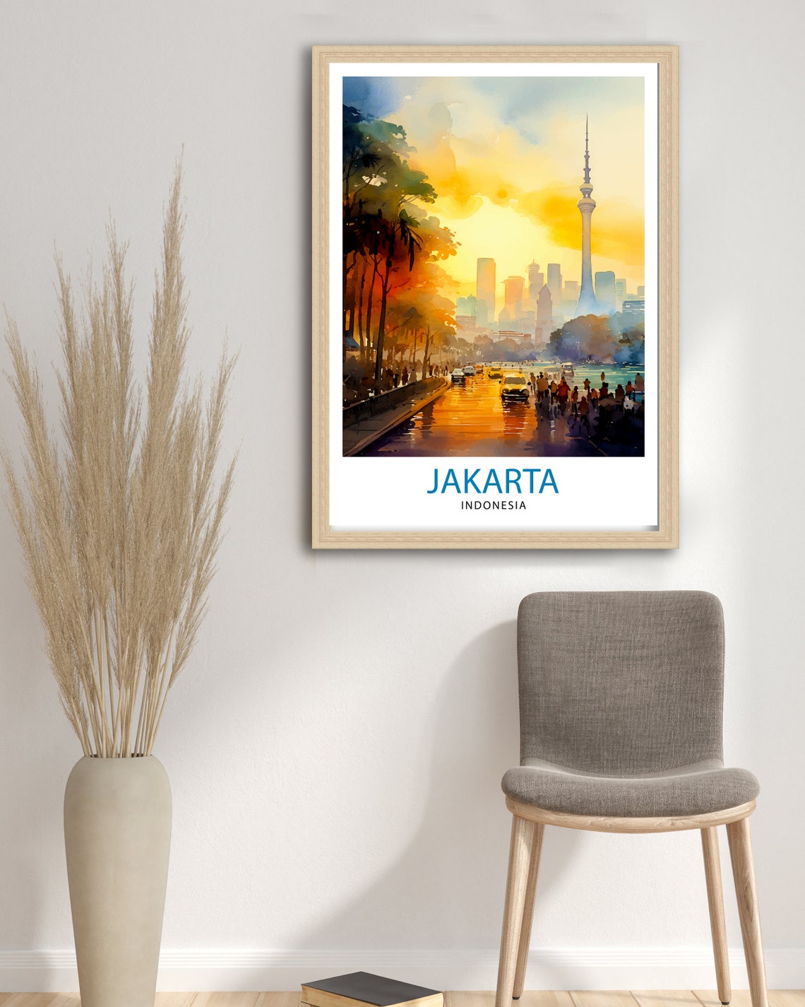 Jakarta Indonesia Skyline Print Vibrant Cityscape Art Jakarta Urban Poster Indonesian Capital Wall Decor Southeast Asia City Illustration - Image 2